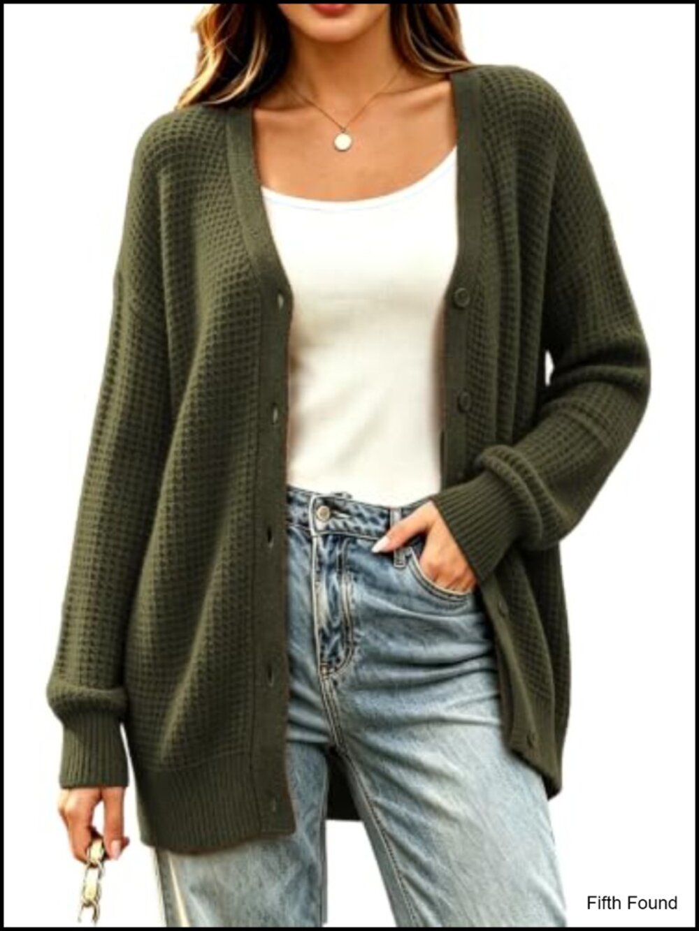 Womens Oversized Chunky Knit Cardigan Button Up V-Neck Sweater Coat